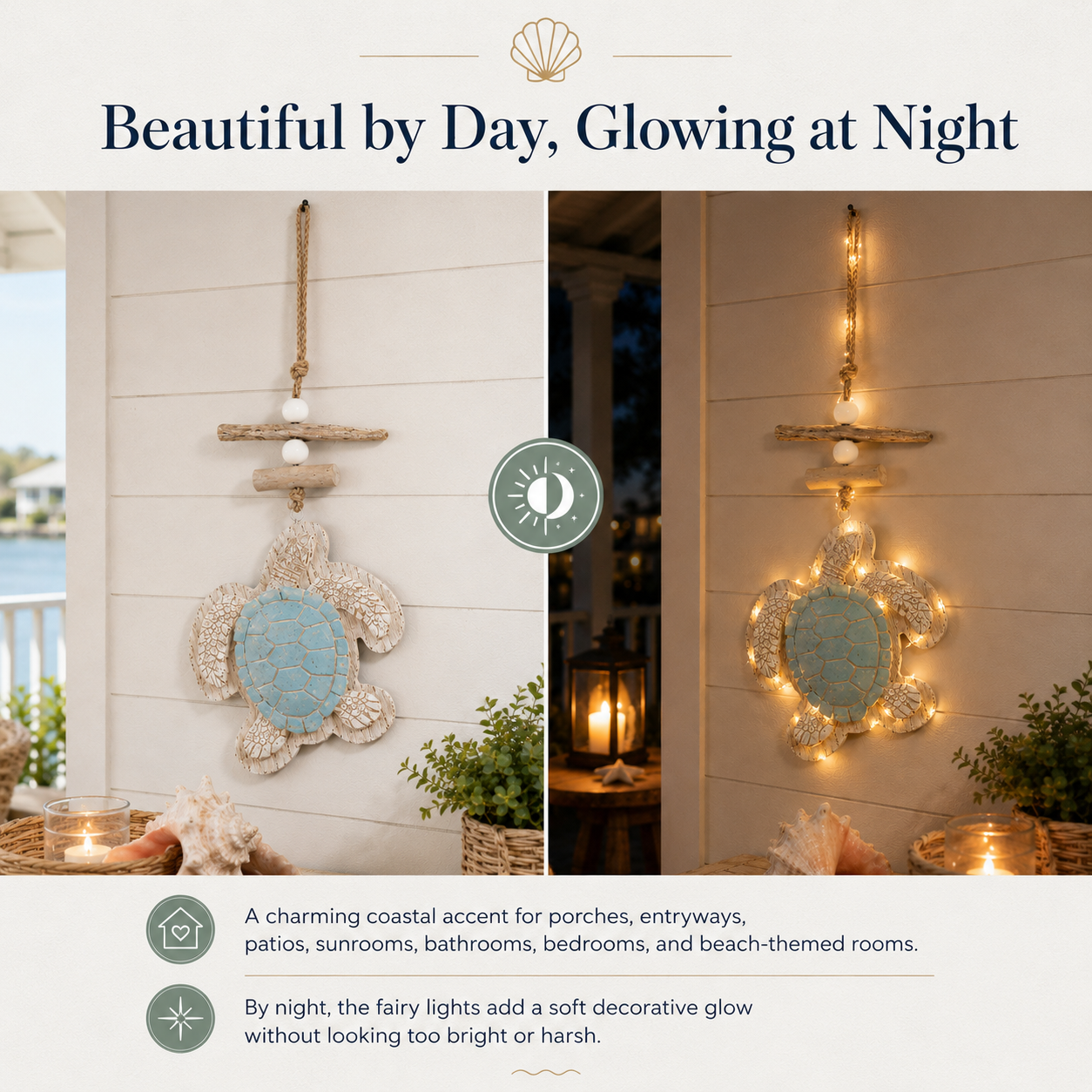 Glowing Coastal Sea Turtle Wall Art
