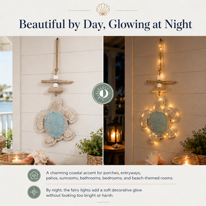 Glowing Coastal Sea Turtle Wall Art