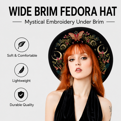 ✨Mystical Embroidered Wide Brim Fedora