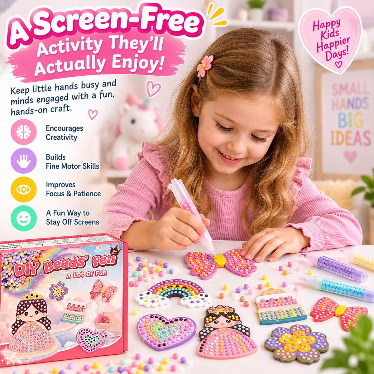DIY Bead Sticker Craft Kit for Kids – Create, Peel & Decorate
