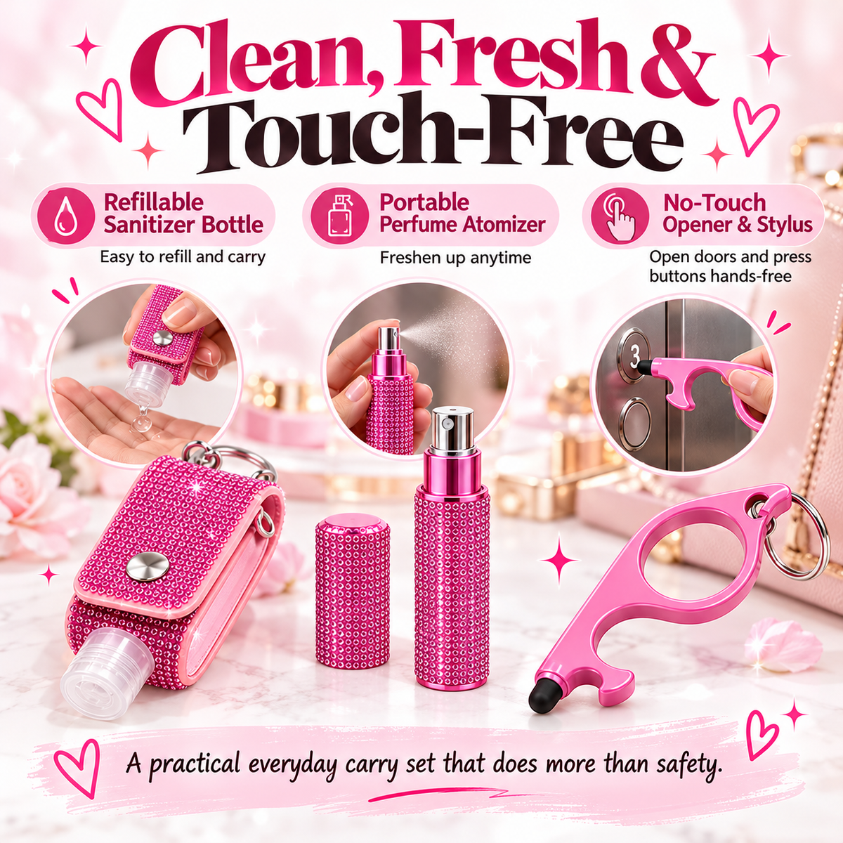 13-Piece Women’s Personal Safety Keychain Set with Alarm, Flashlight & Emergency Tools