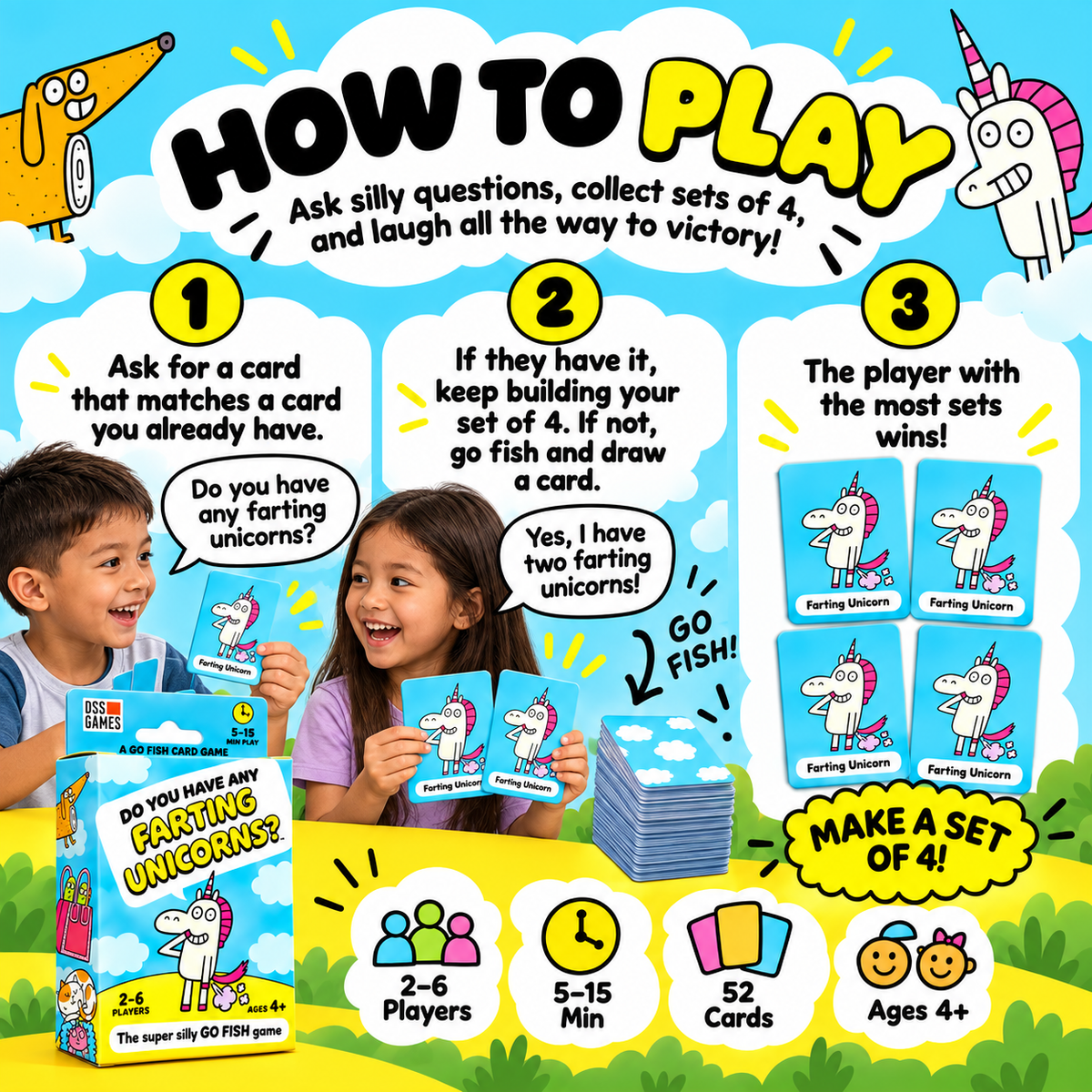 Super Silly Go Fish Card Game for Kids & Family Game Night