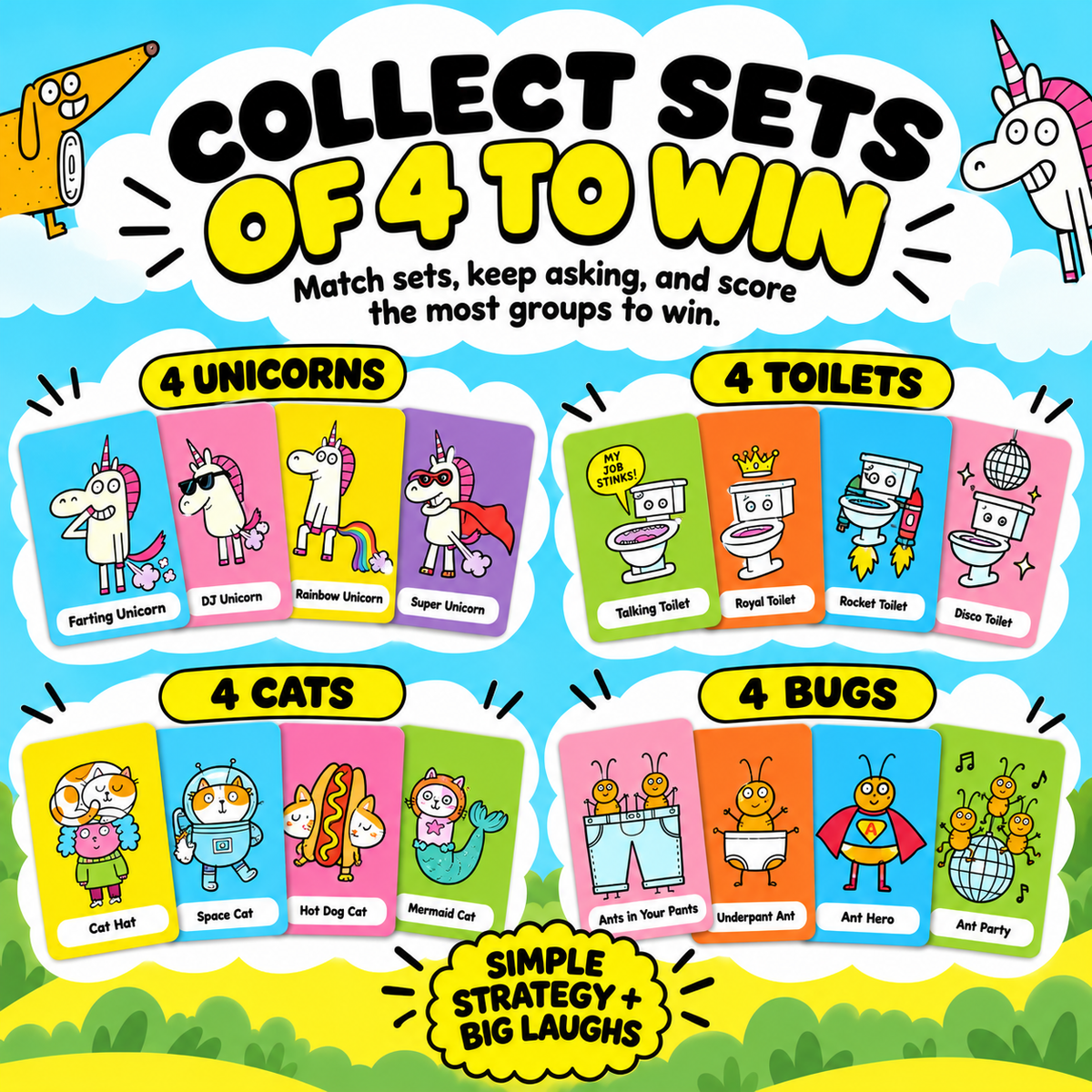 Super Silly Go Fish Card Game for Kids & Family Game Night