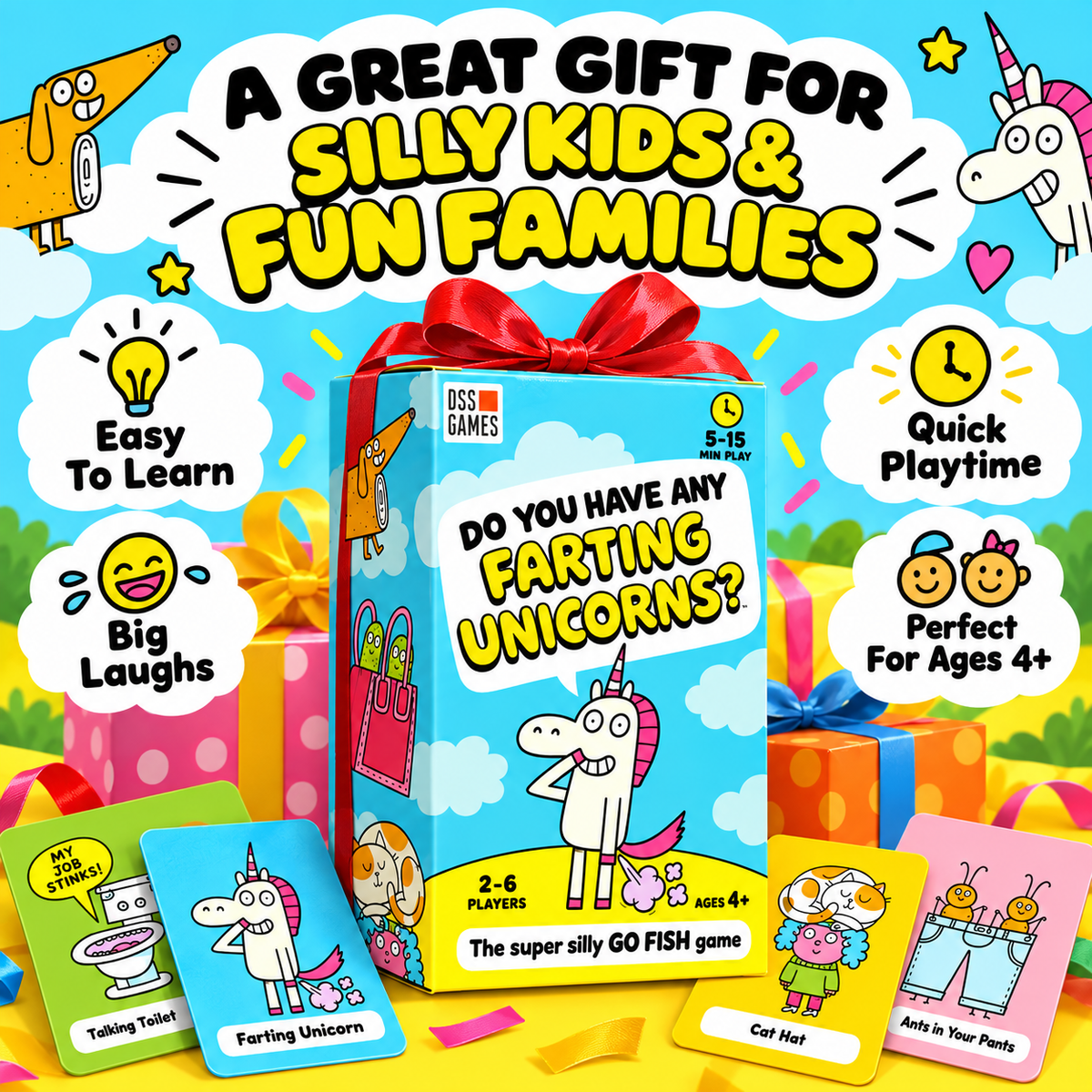 Super Silly Go Fish Card Game for Kids & Family Game Night