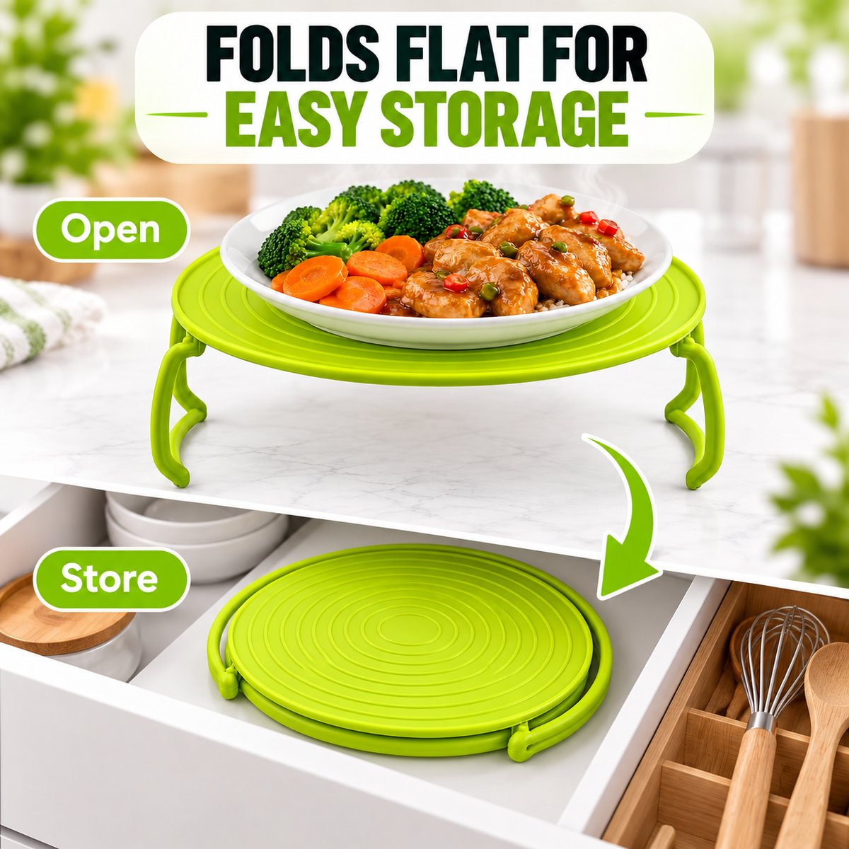2Pcs 4-in-1 Foldable Microwave Rack