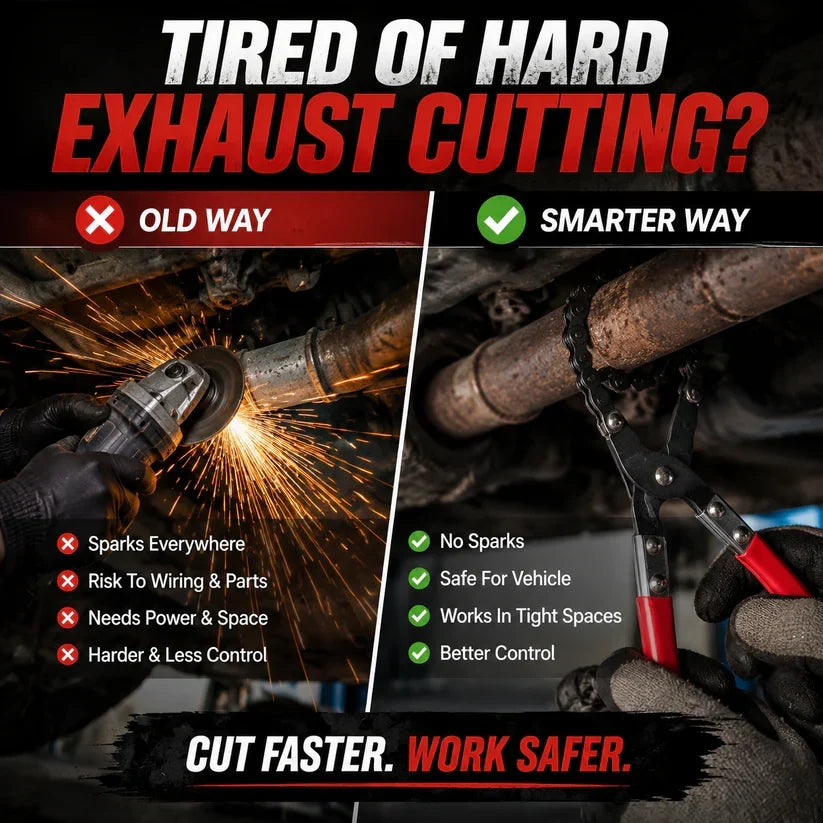 🔧 Chain Exhaust Pipe Cutter | Spark-Free 360° Manual Tube Cutting Tool