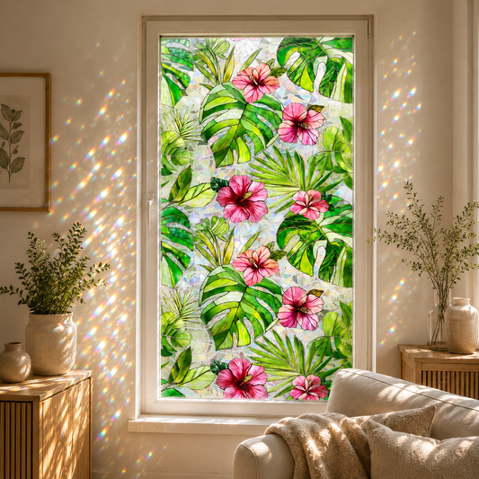 🌈Flower Stained Glass Window Film