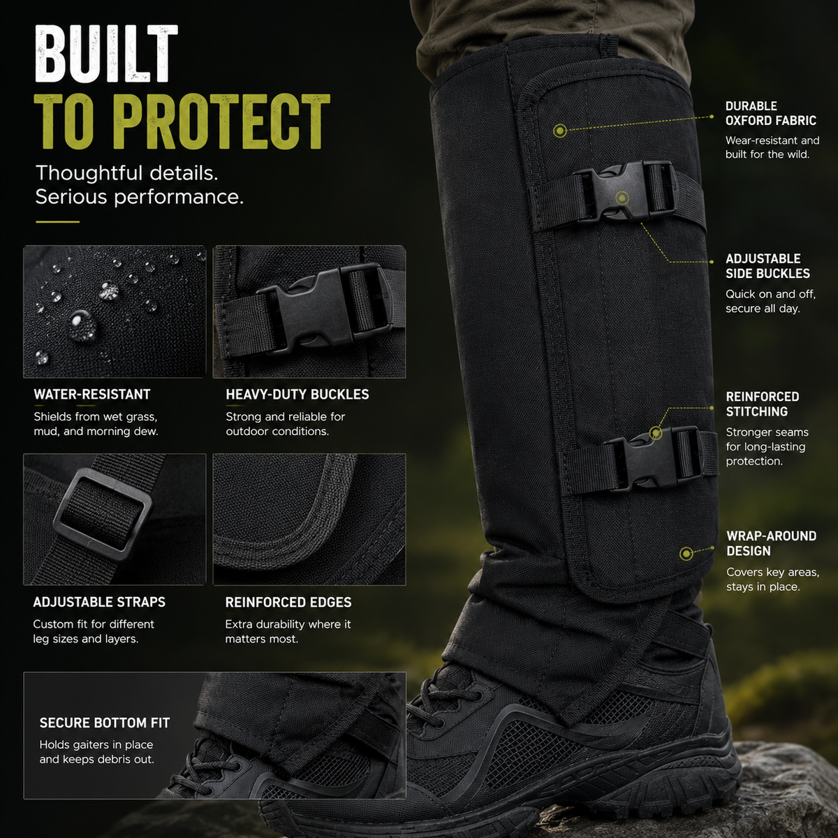 🥾Adjustable Snake-Resistant Leg Gaiters for Hiking & Hunting