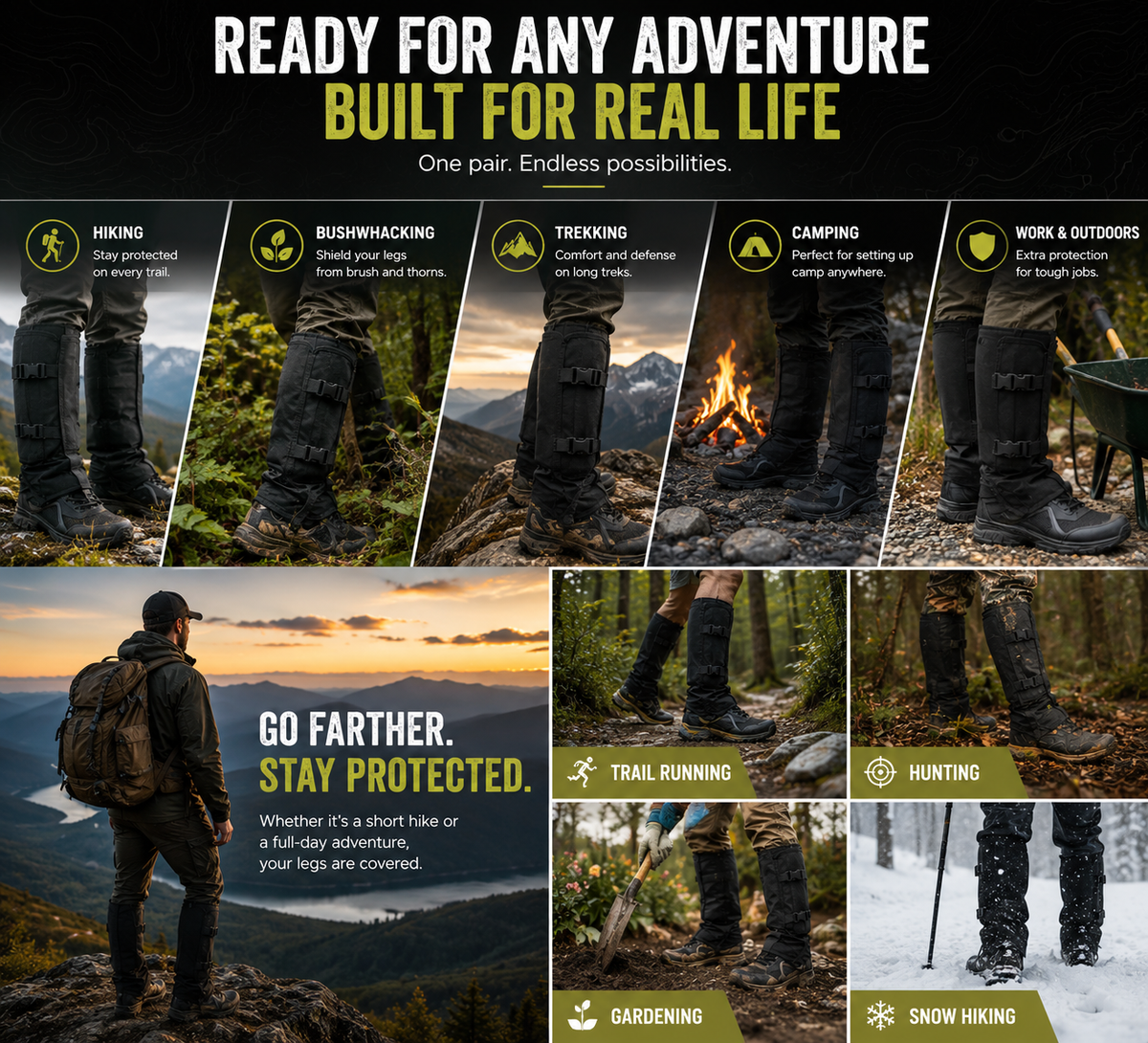 🥾Adjustable Snake-Resistant Leg Gaiters for Hiking & Hunting