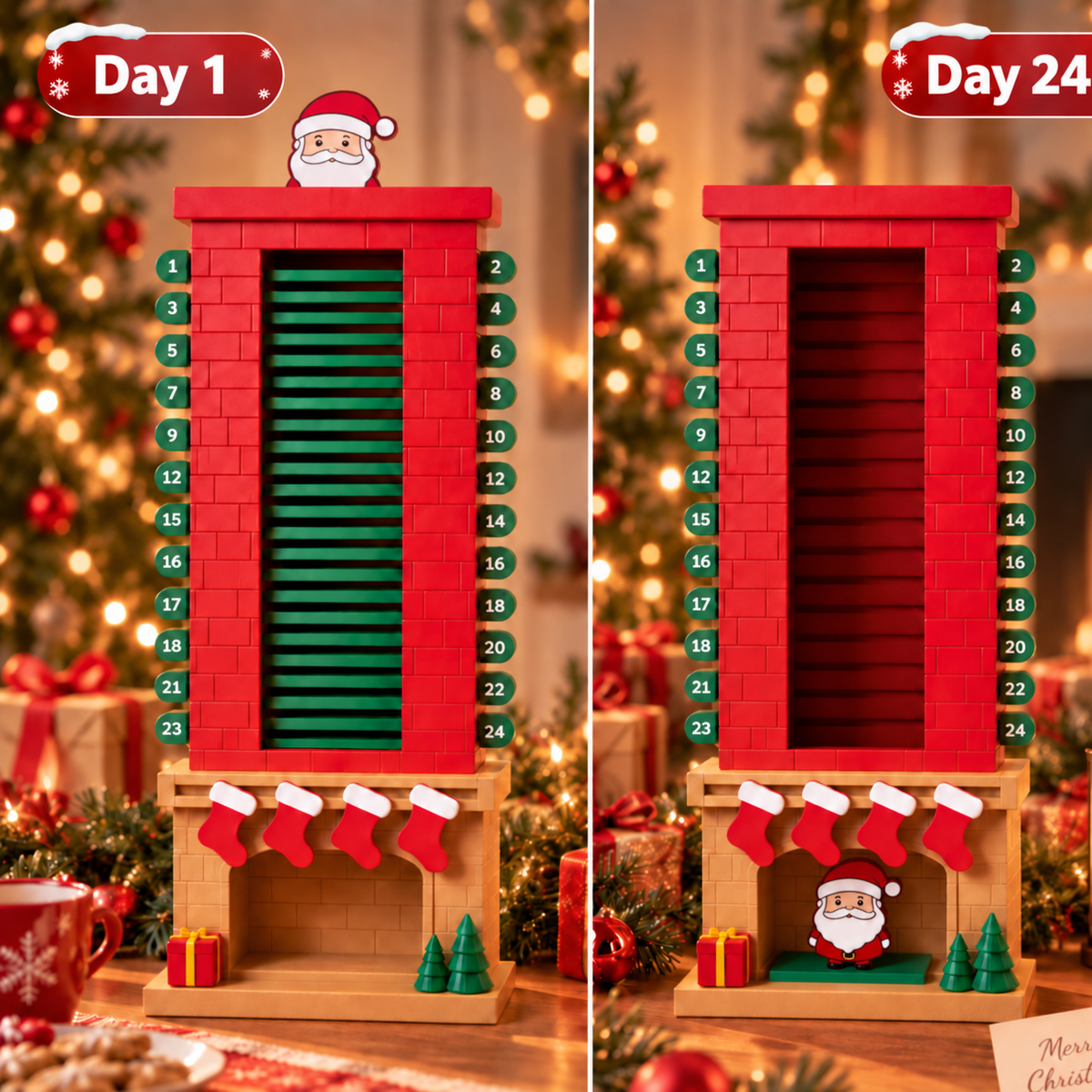 🎅 Santa Chimney Advent Calendar – 24-Day Interactive Christmas Countdown Decoration