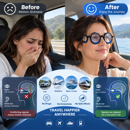 Anti-Motion Sickness Glasses – Ultra-Light Relief for Travel Nausea
