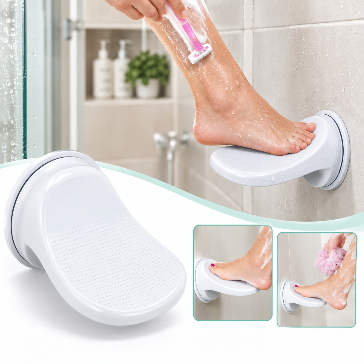 Suction Cup Shower Footrest – Easy Leg Positioning for Shaving