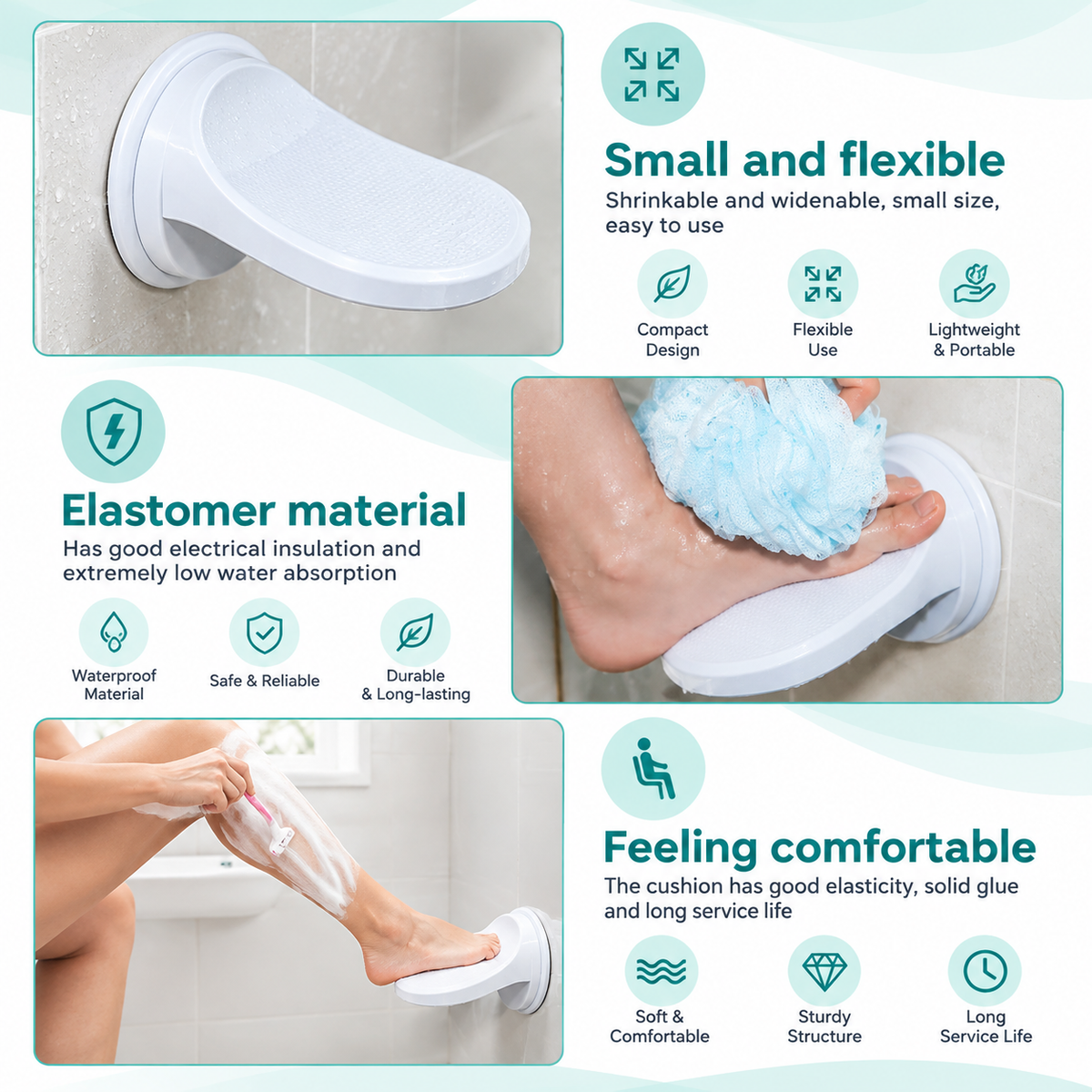 Suction Cup Shower Footrest – Easy Leg Positioning for Shaving