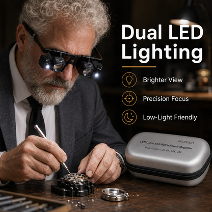 🔍 LED Head-Mounted Magnifying Glasses – Hands-Free Magnifier for Precision Work