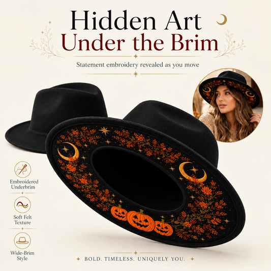 ✨Mystical Embroidered Wide Brim Fedora