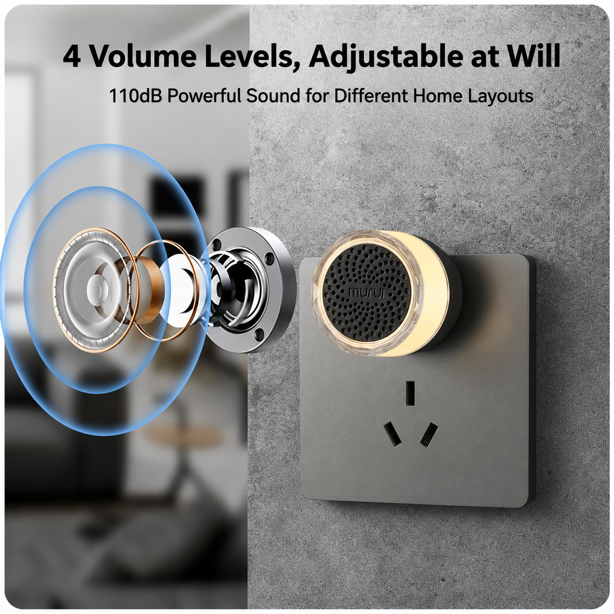 Wireless Doorbell with Adjustable Volume and Multi-channel LED Flash.