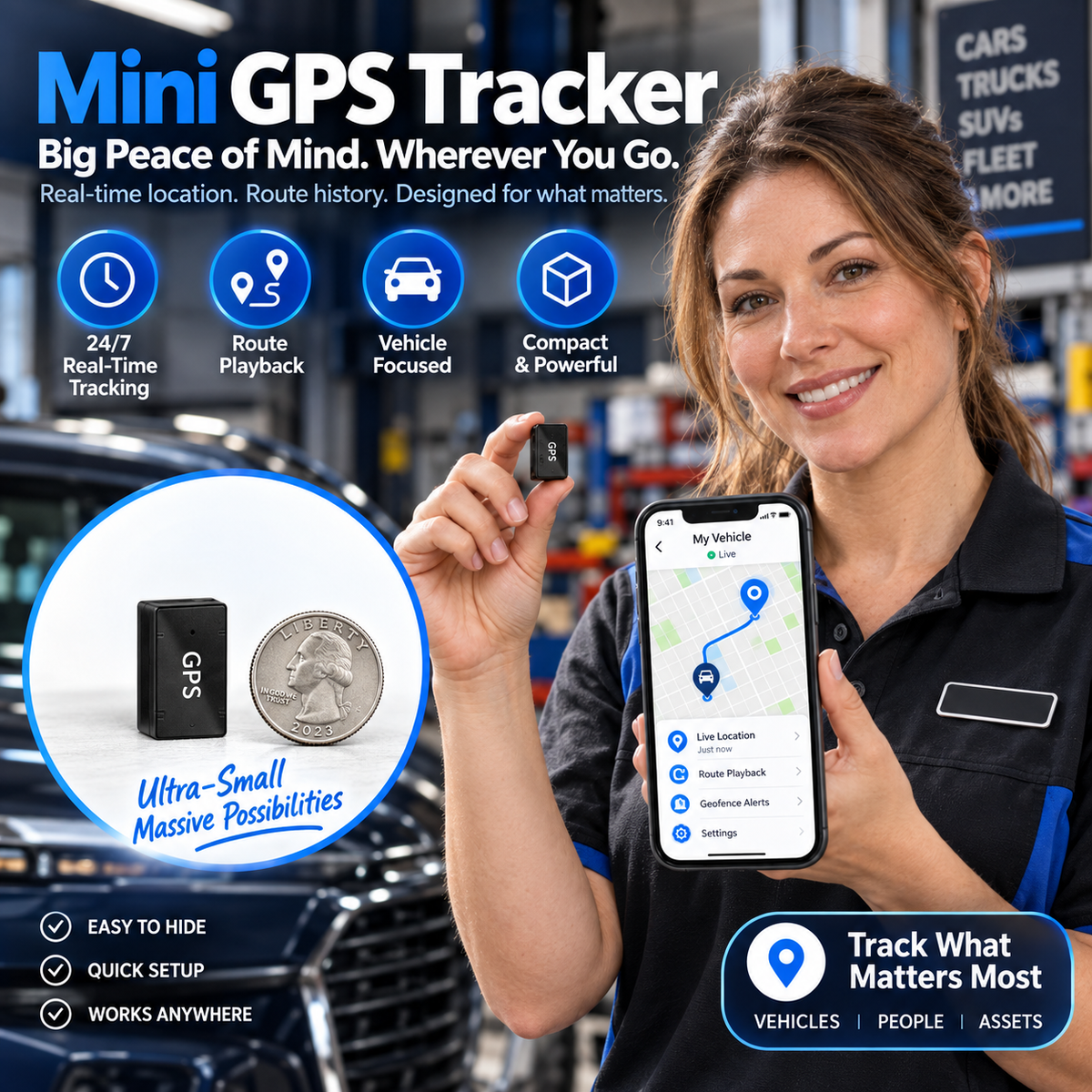 Portable Mini GPS Tracker with Real-Time Location & Safe-Zone Alerts