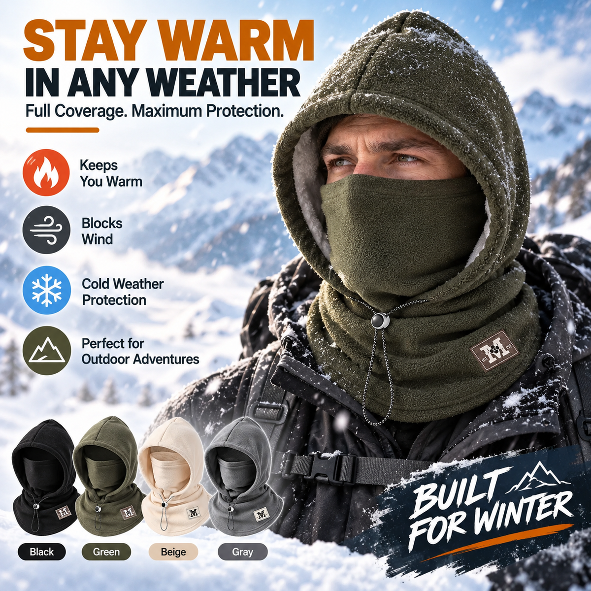 ❄️Winter Fleece Hood – 3-in-1 Warmth for Head, Face & Neck