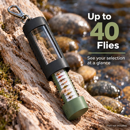 Wearable Fly Fishing Box | Swivel Clip, Clear Windows & Magnetic Closure