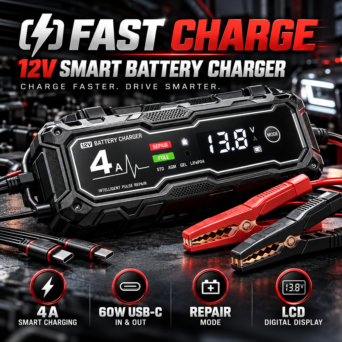 💥Boost X 4250A Car Jump Starter — Suitable for 10.0L Gasoline & 8.0L Diesel Engines