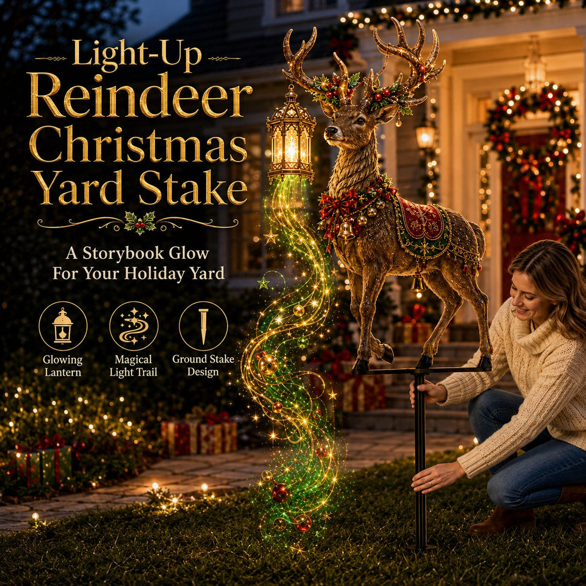 ✨ Light-Up Christmas Reindeer Yard Stake 🦌