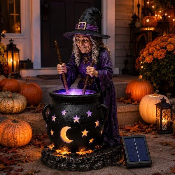 🔮Halloween Witch Glowing Cauldron Solar Light