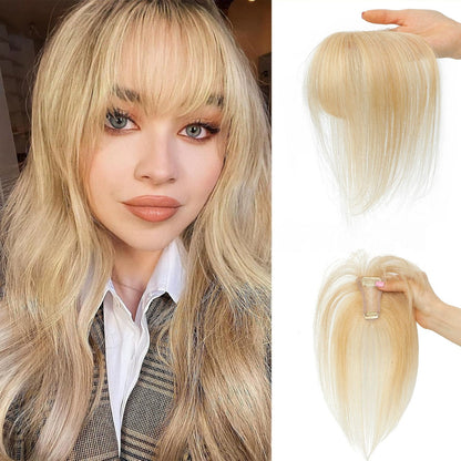 Hair Toppers for Women - 3D Real Human Hair Clip-in Bangs