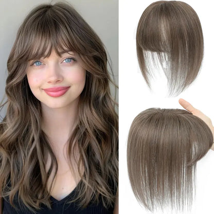 Hair Toppers for Women - 3D Real Human Hair Clip-in Bangs