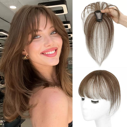 Hair Toppers for Women - 3D Real Human Hair Clip-in Bangs