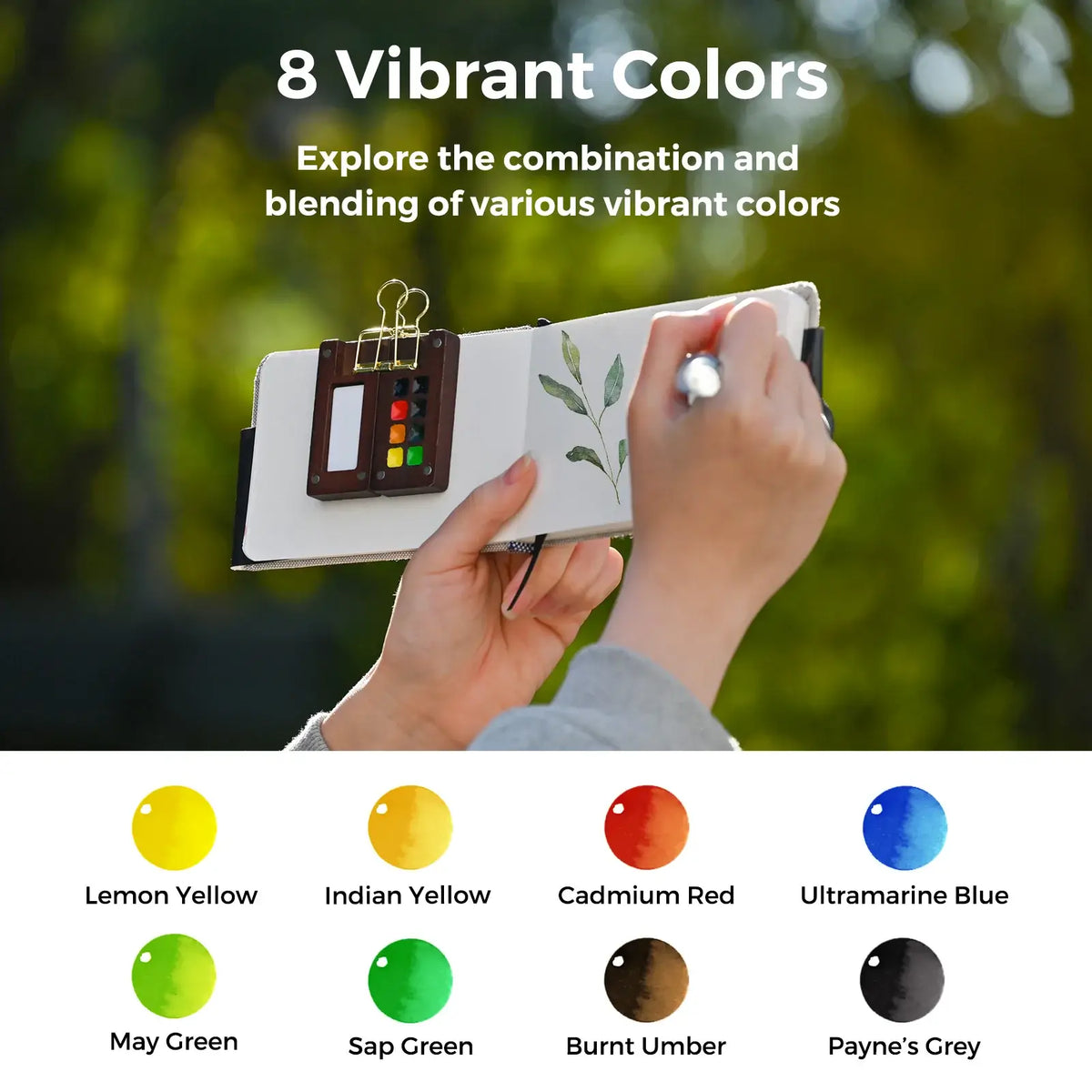 Walnut Wood Mini Watercolor Palette Kit