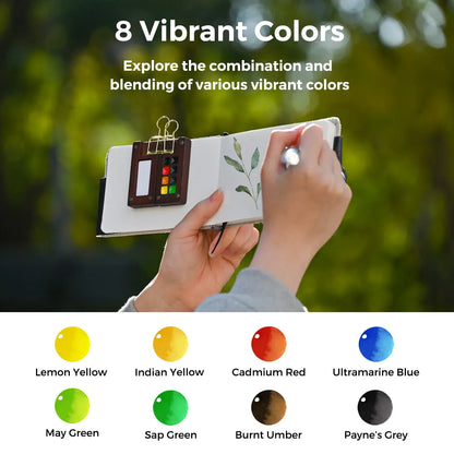 Walnut Wood Mini Watercolor Palette Kit