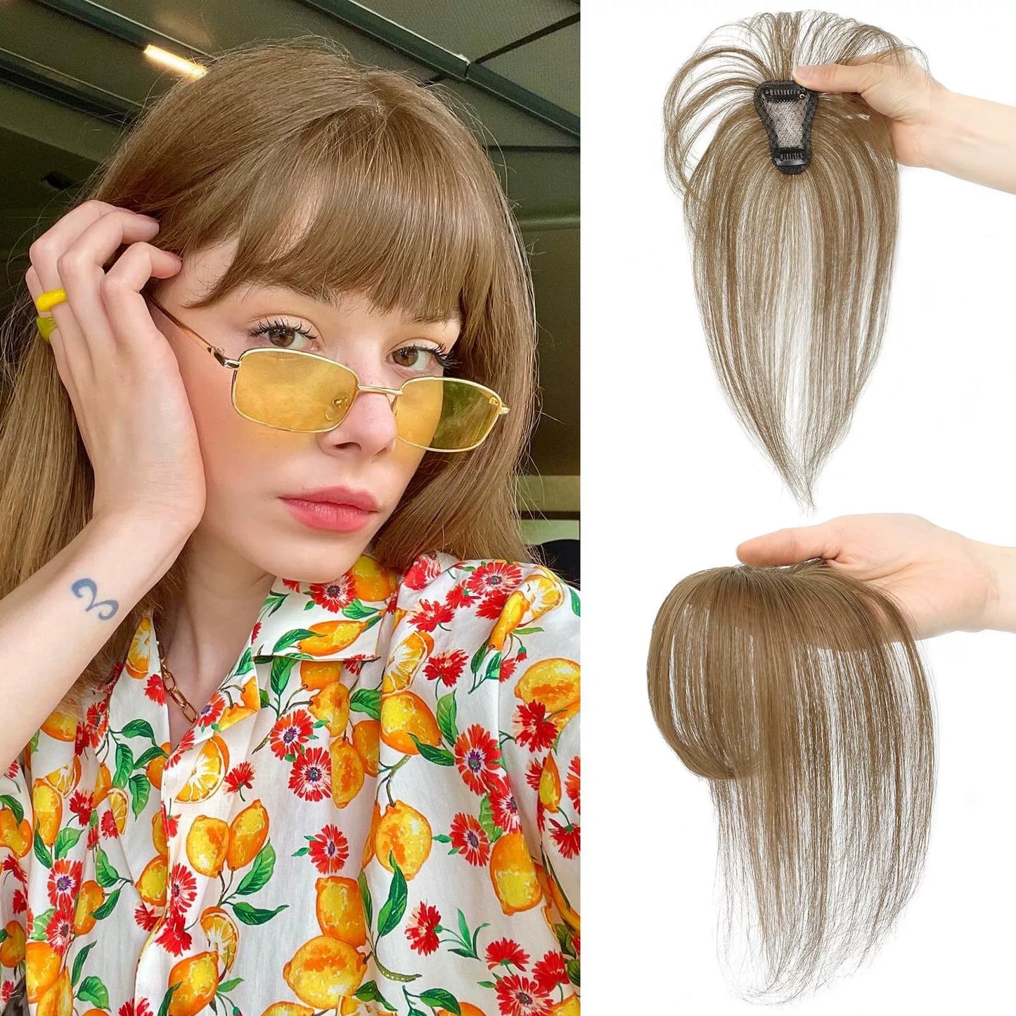Hair Toppers for Women - 3D Real Human Hair Clip-in Bangs