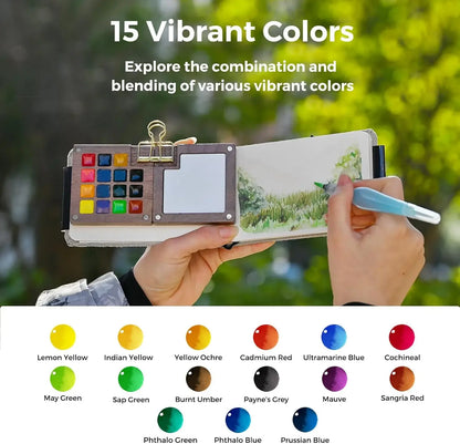 Walnut Wood Mini Watercolor Palette Kit