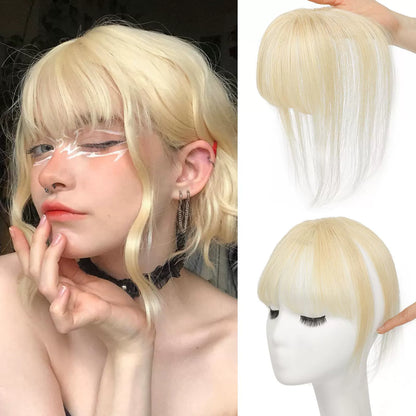Hair Toppers for Women - 3D Real Human Hair Clip-in Bangs