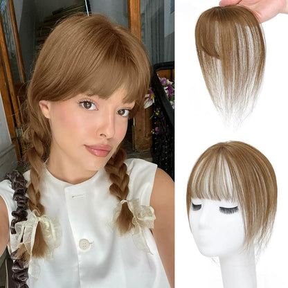 Hair Toppers for Women - 3D Real Human Hair Clip-in Bangs