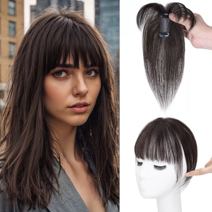 Hair Toppers for Women - 3D Real Human Hair Clip-in Bangs