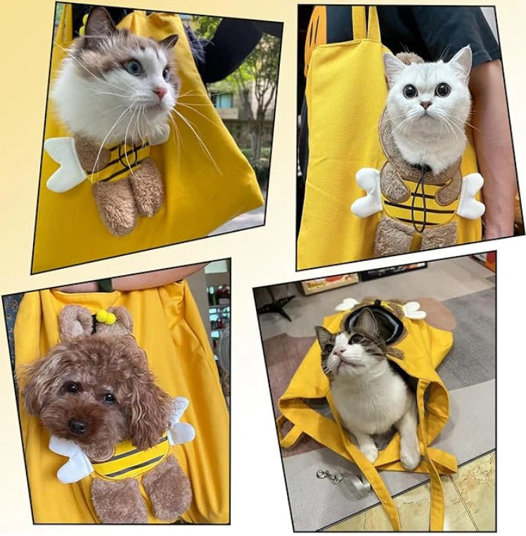🐝Bee Out Cute Canvas Pet Bag | Cute Bee-Shaped Pet Canvas Shoulder Carrier🐾