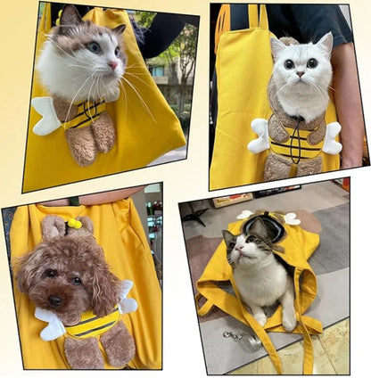 🐝Bee Out Cute Canvas Pet Bag | Cute Bee-Shaped Pet Canvas Shoulder Carrier🐾