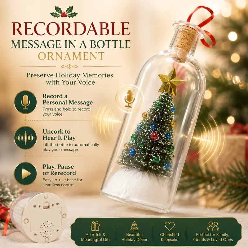 Recordable Christmas Tree in a Bottle Ornament, 25-Second Voice Message