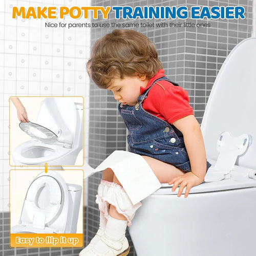 Foldable Toddler Toilet Seat, Portable Toilet Training Seats with Urine Barrier, Universal Family Toilet Seat with Suction Cup