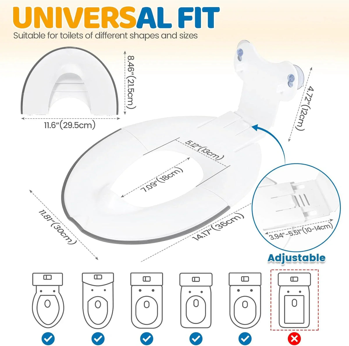 Foldable Toddler Toilet Seat, Portable Toilet Training Seats with Urine Barrier, Universal Family Toilet Seat with Suction Cup