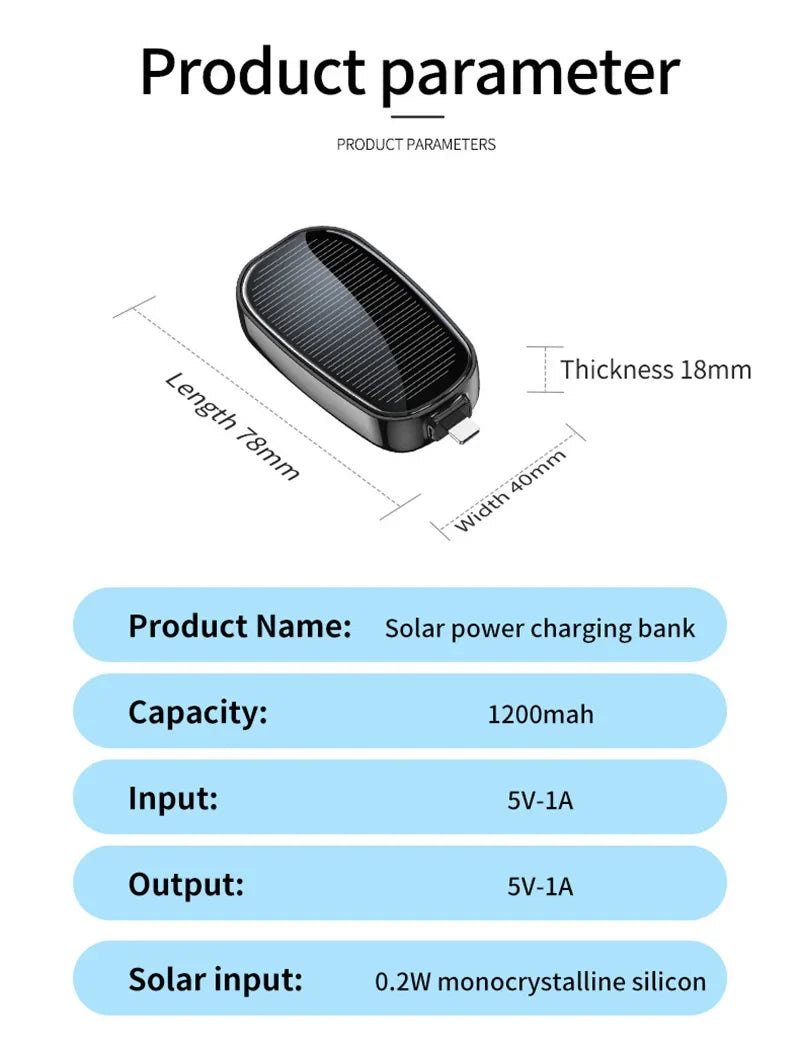 Mini Solar Keychain Power Bank - Portable Emergency Phone Charger