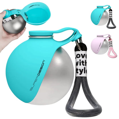 2-in-1 Dog Travel Water Bottle – Leakproof Stainless Steel Bottle with Silicone Bowl