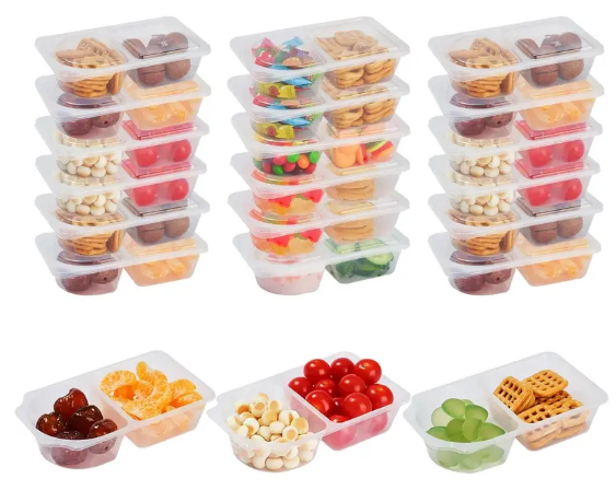Reusable Snack Containers 2 Compartment with Lids