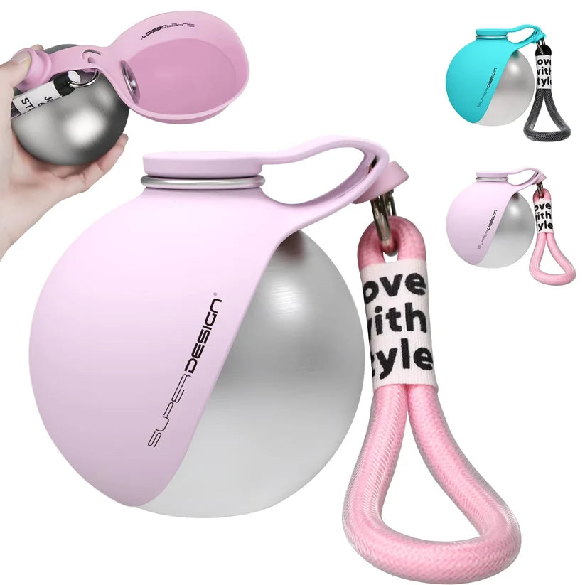 2-in-1 Dog Travel Water Bottle – Leakproof Stainless Steel Bottle with Silicone Bowl