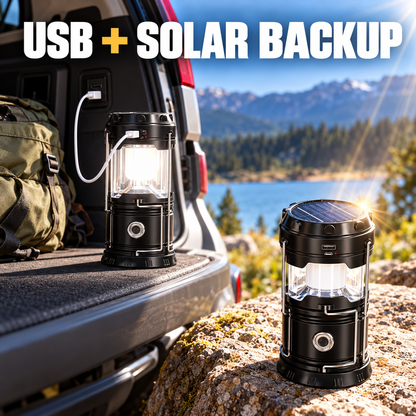 🔋 Solar USB LED Camping Lantern✨ Rechargeable & Waterproof