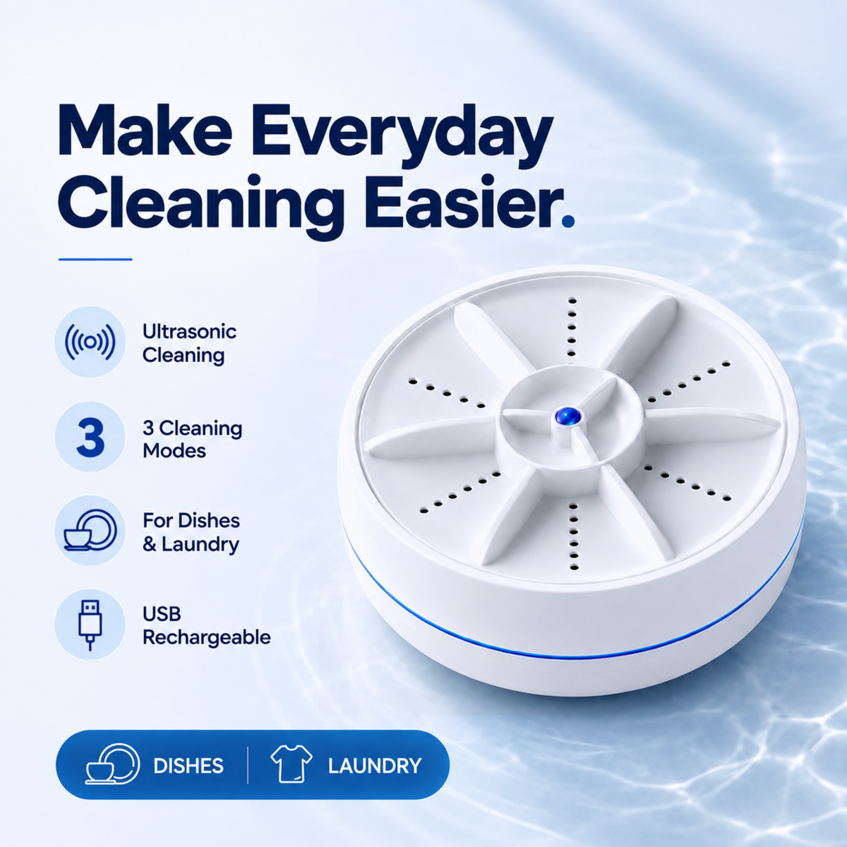 Portable Ultrasonic Washer for Dishes & Laundry