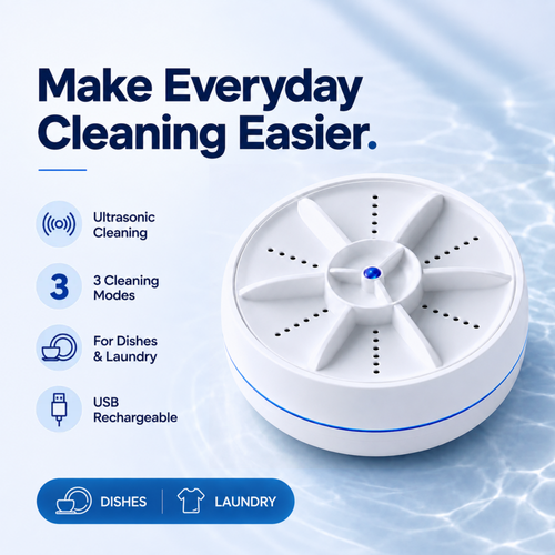 Portable Ultrasonic Washer for Dishes & Laundry