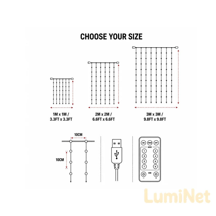 Smart RGB Curtain Lights USB App Control