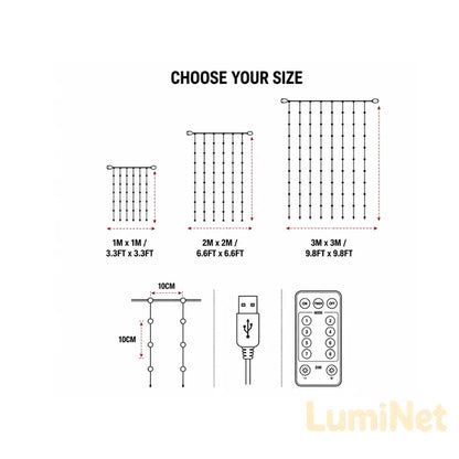 Smart RGB Curtain Lights USB App Control